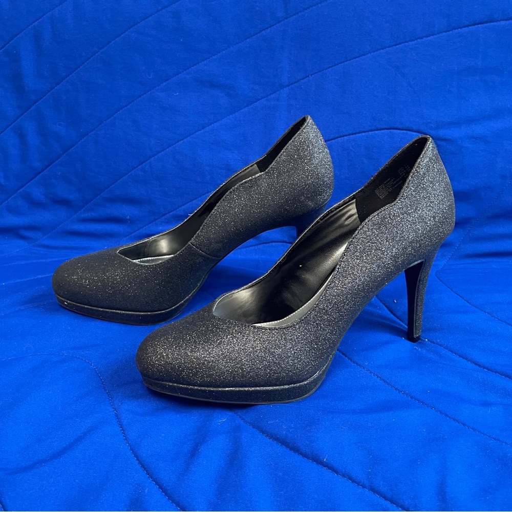 Fiona Black Glitter Platform Pumps - Size 11
